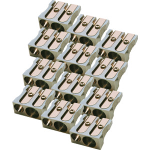 Metal Pencil Sharpener, Two Hole, Pack of 12