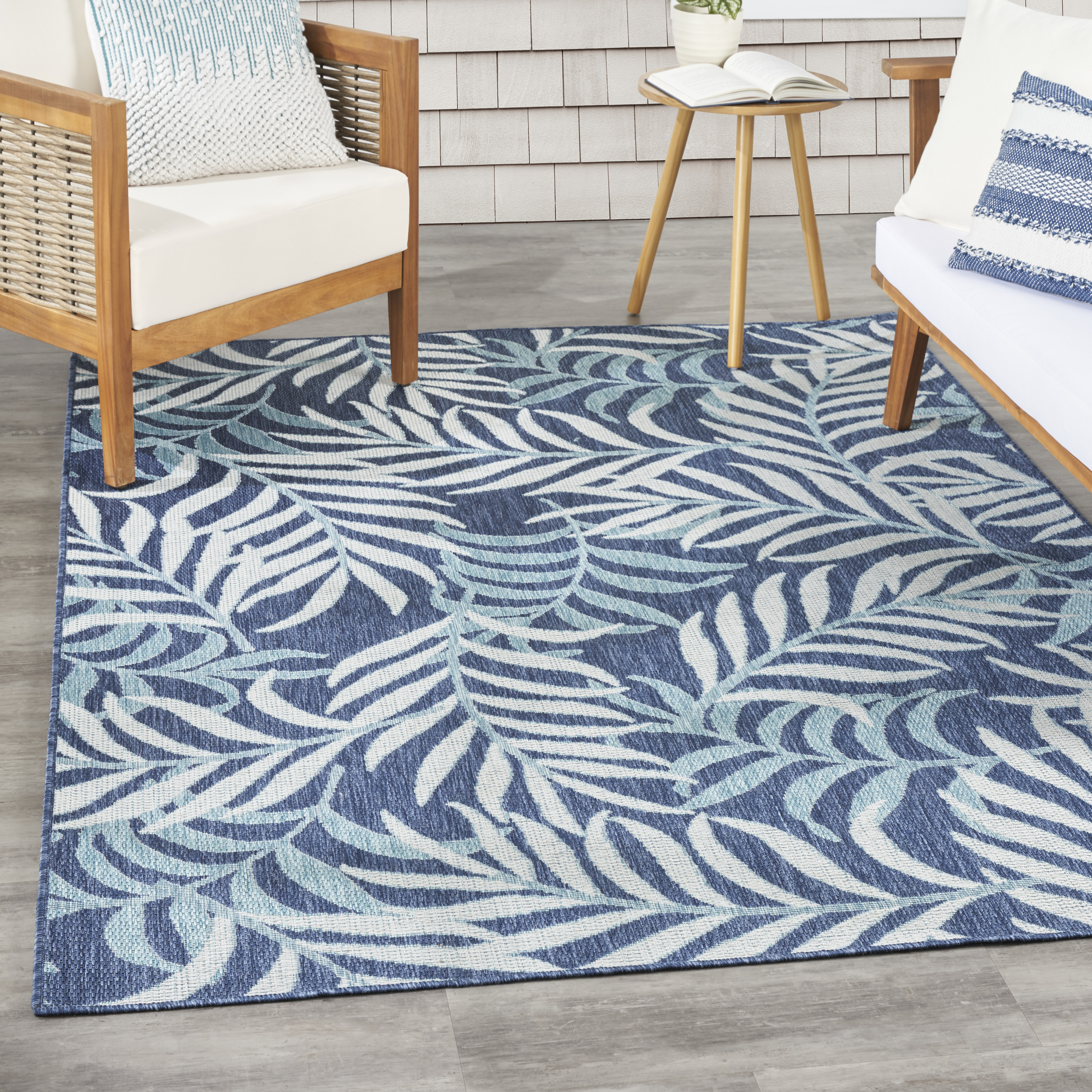 Nourison Garden Oasis 4' x 6' Navy Tropical Rug