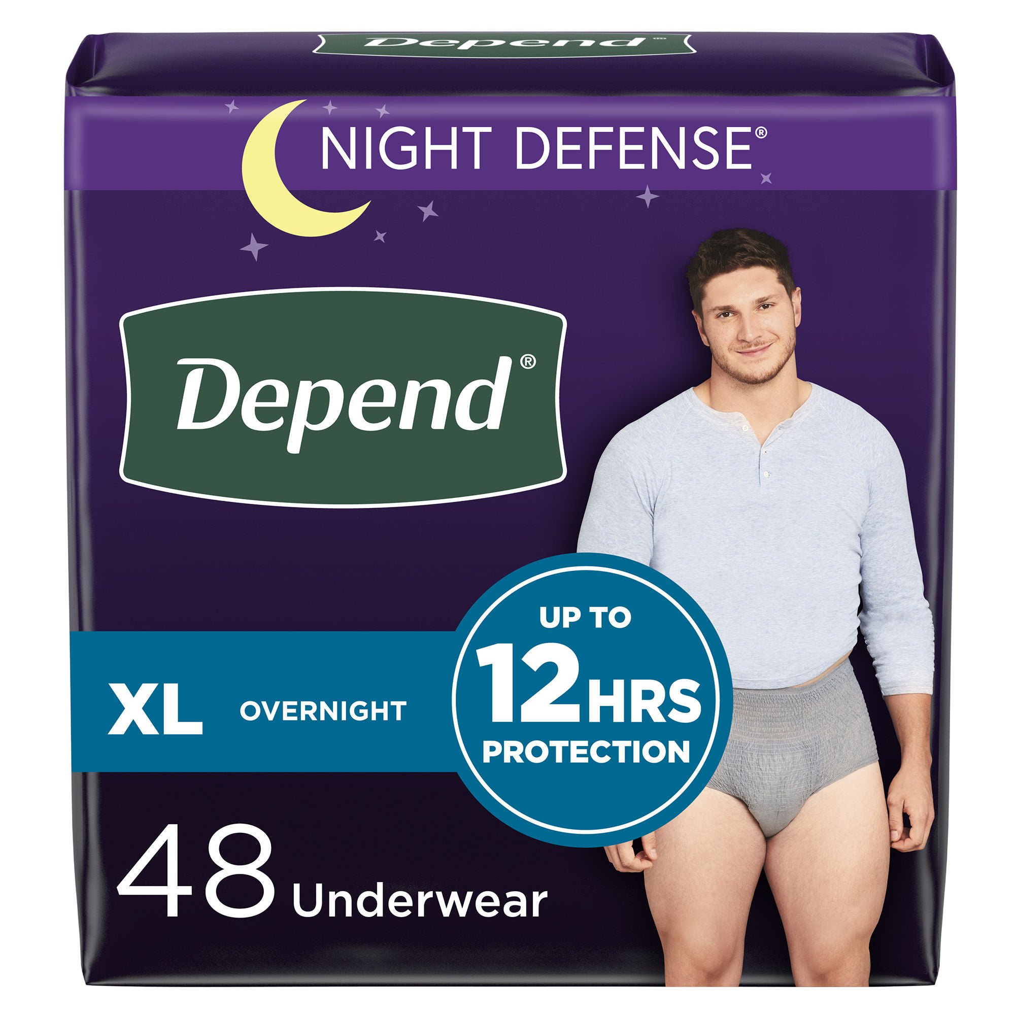 Kimberly Clark UNDERWEAR, DEPEND NIGHT DEFENSE GRY XLG (12/PK 4PK/CS)