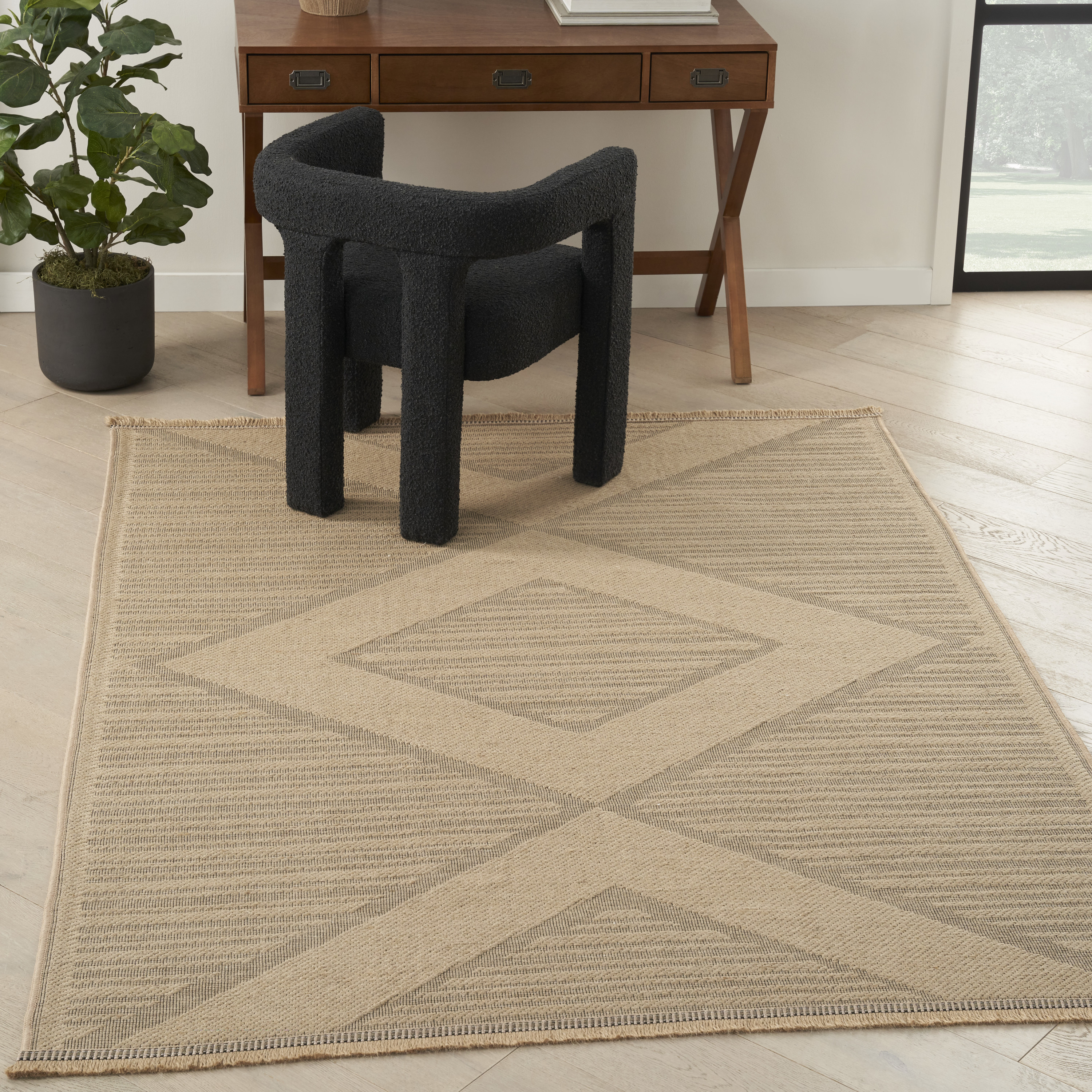 Nourison Washable Jute 7'10" x 9'10" Natural Beige Modern Indoor Rug
