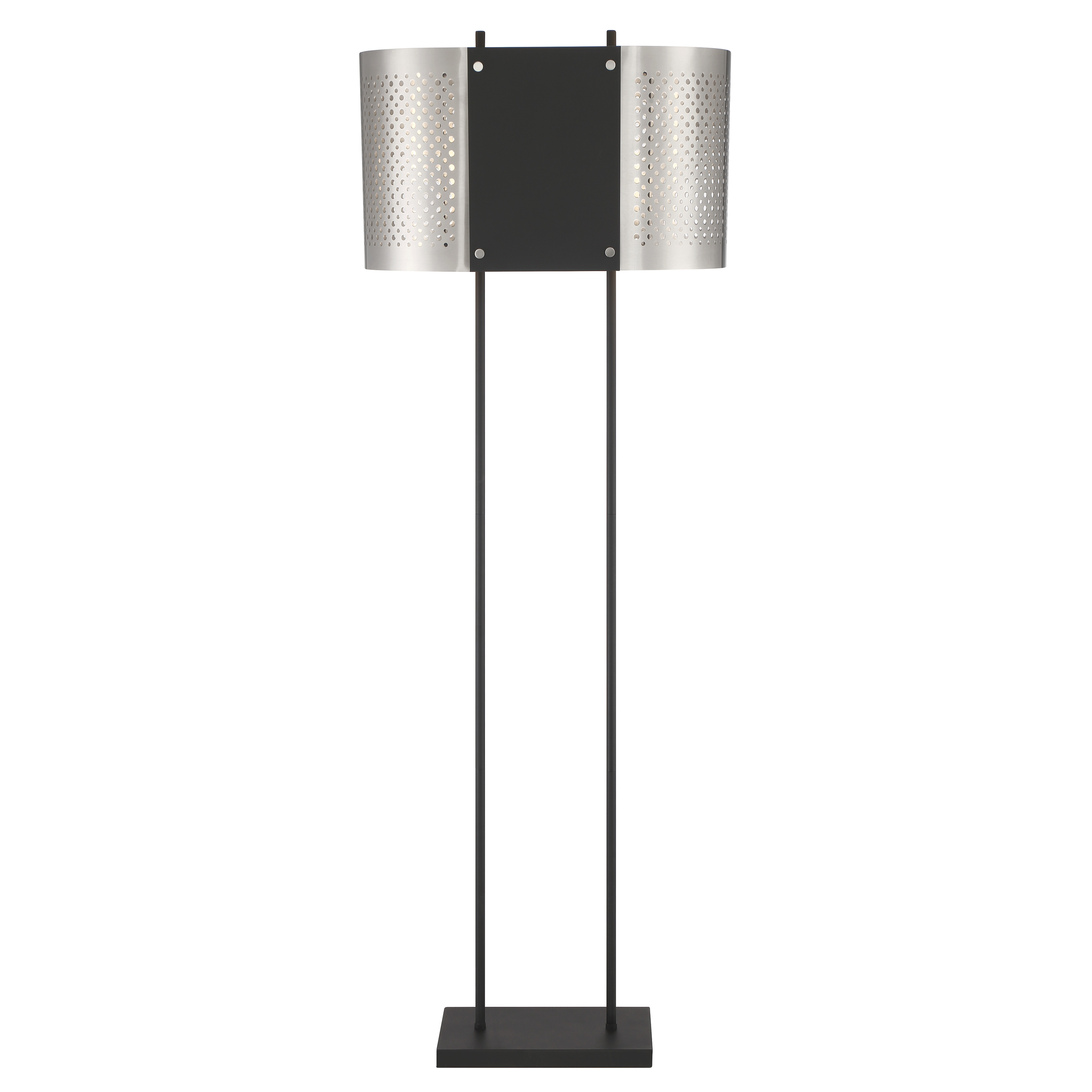 The Noho floor lamp by Robin Baron combines industrial aesthetics with modern functionality. Its two-light design and brushed nickel with coal highlights finish create a sophisticated statement piece perfect for task lighting. - alternate view