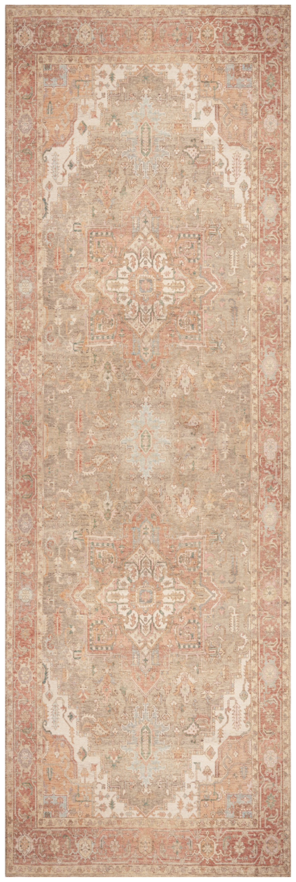 Nourison Vintage Washables 2' x 6' Coral Taupe Vintage Indoor Rug