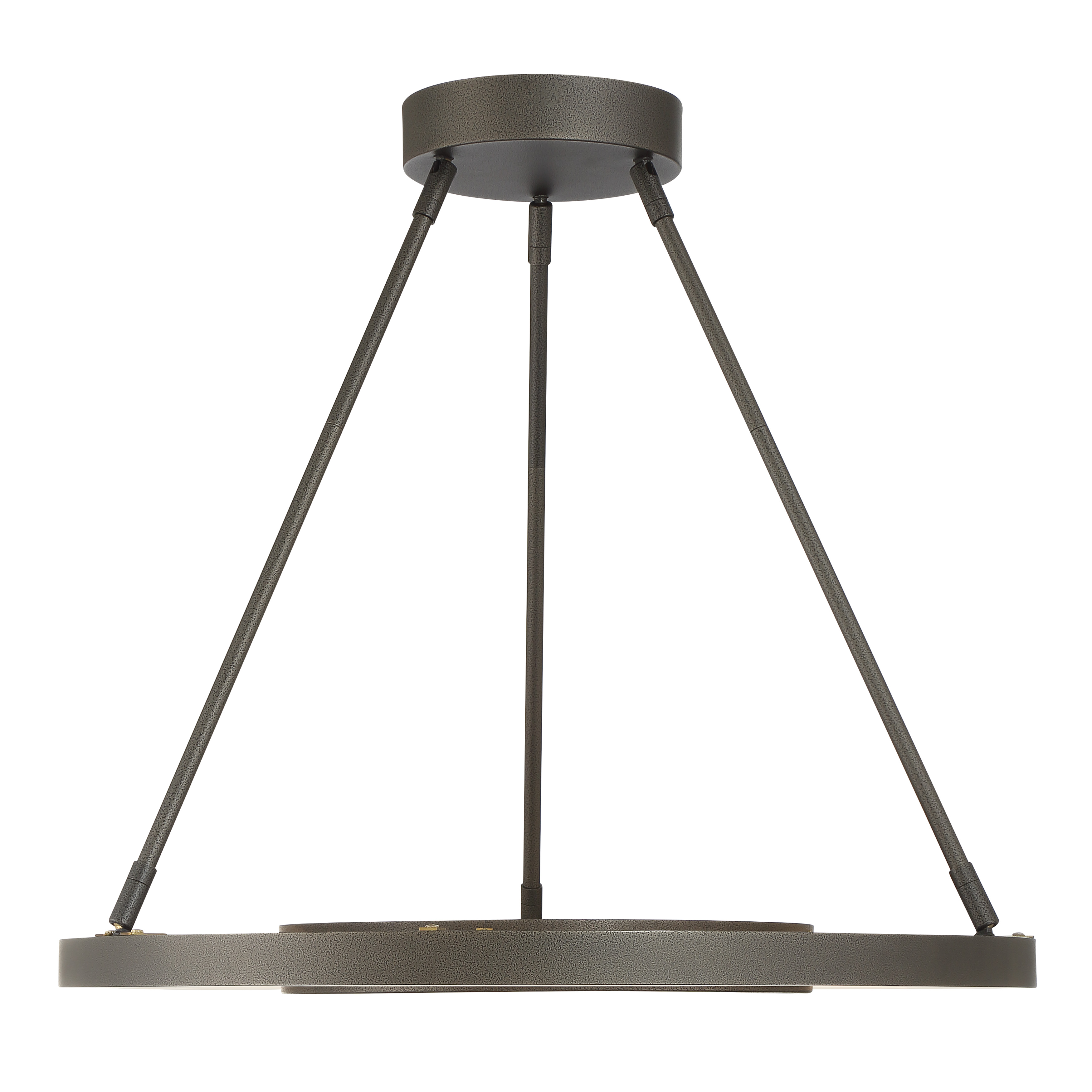 Robin Baron's Tribeca pendant masterfully combines smoked iron and soft brass finishes with etched white glass for sophisticated ambient lighting. The 24-inch square profile and integrated LED technology deliver both style and efficiency. - alternate view