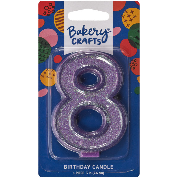 8 Glitter Numeral Candles