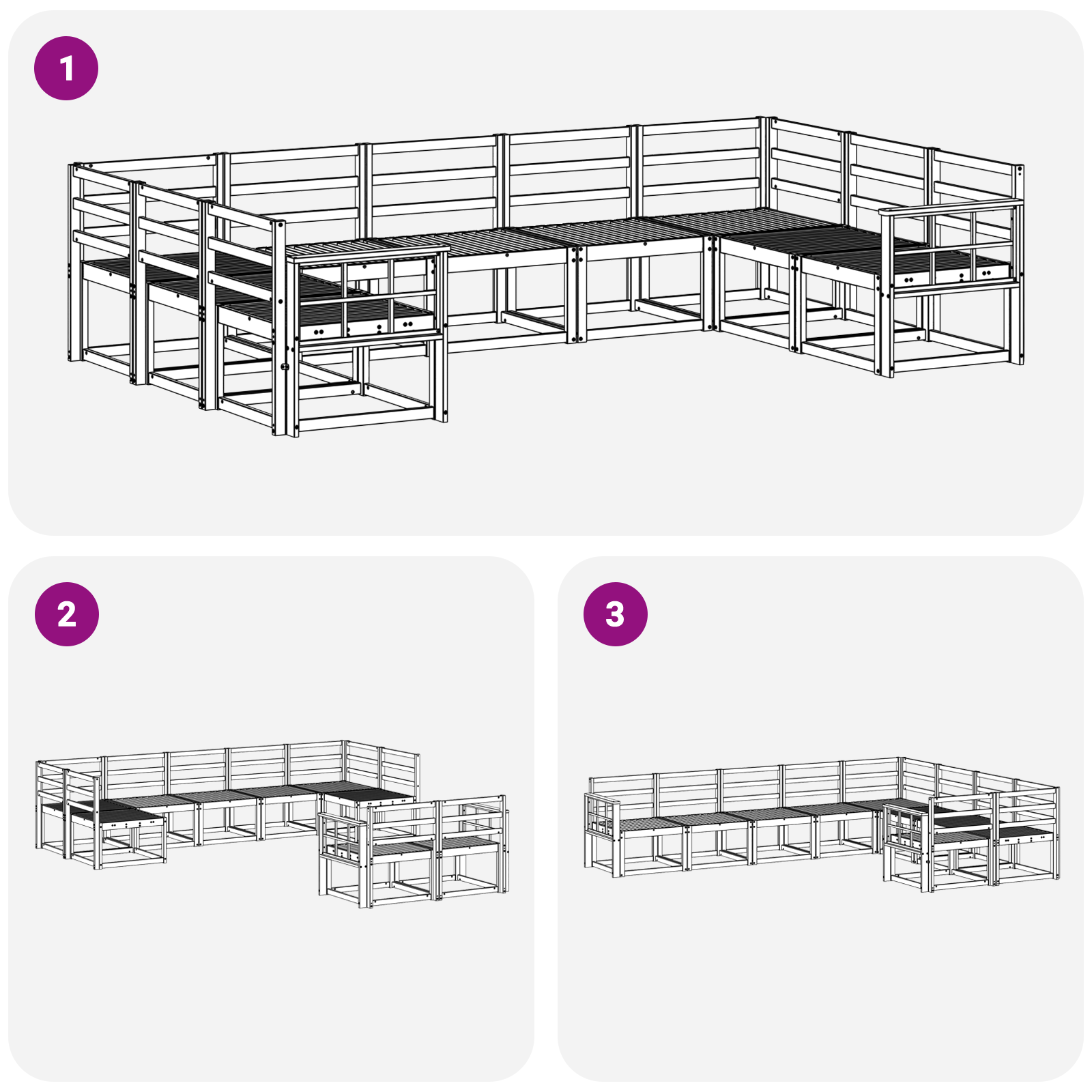 Buiten bankenset 9 pcs Wit Massief Acaciahout image 5