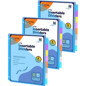 Pocket Binder Dividers with 5 Insertable Color Tabs, 3 Packs
