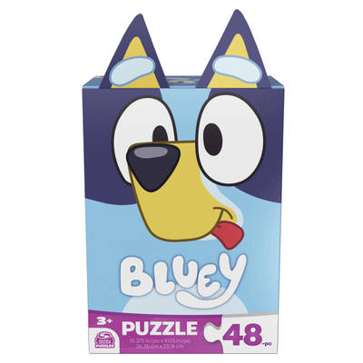 Bluey, 48-Piece Jigsaw Puzzle with Bluey, Bingo, Bandit, and Chilli, Bluey Toys, Bluey Puzzles, Bluey Birthday Party Supplies for Kids, Ages 3 and up