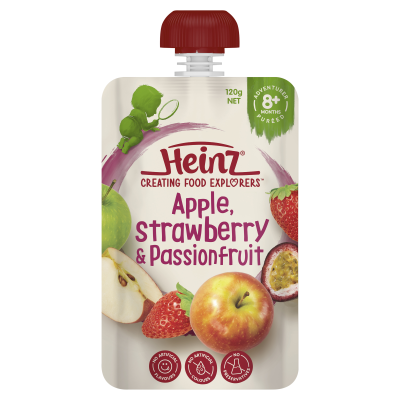  Heinz® Apple, Strawberry & Passionfruit Baby Food Pouch 8+ months 120g 