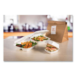 Dart, Foam Hinged Lid Containers, 3-Compartment, 9.25" x 9.5" x 3", White