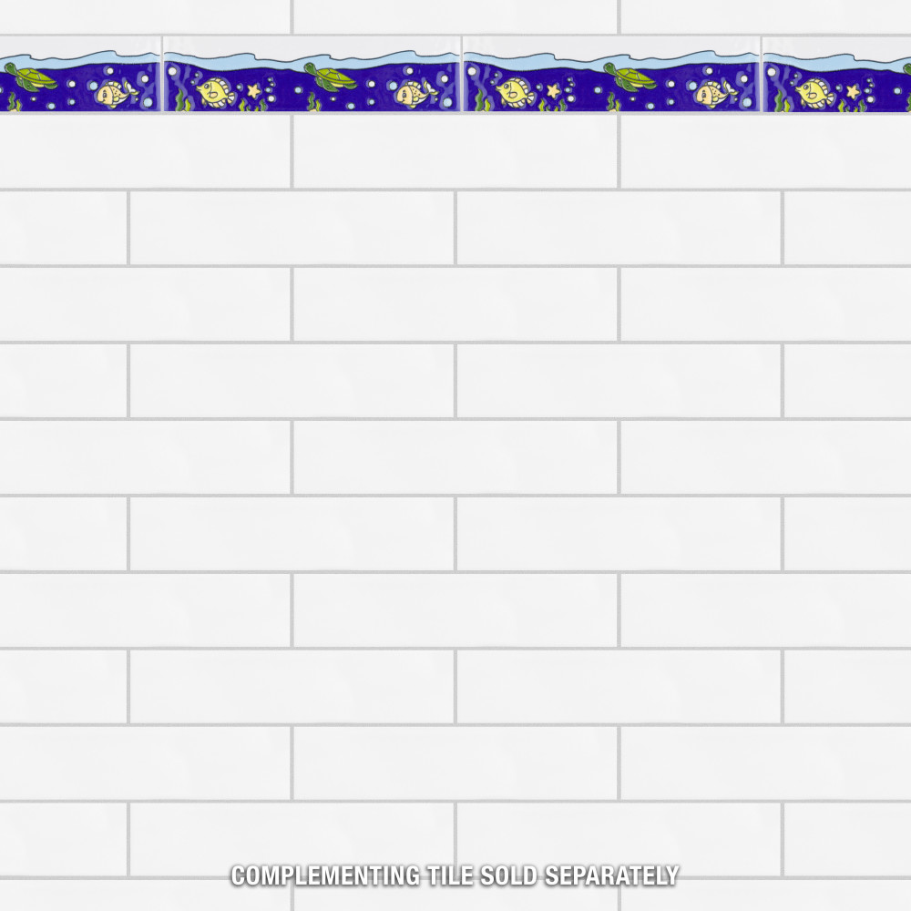 Captain Fishie 2 in. x 7-7/8 in. Ceramic Wall Trim