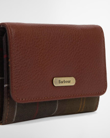 Portafoglio con patta in pelle Rosa Brown/Classic Tartan