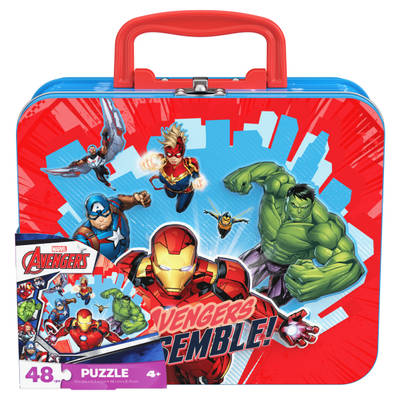 Marvel Avengers 48-Piece Jigsaw Puzzle in Tin with Handle, for Families and Kids Ages 4 and up