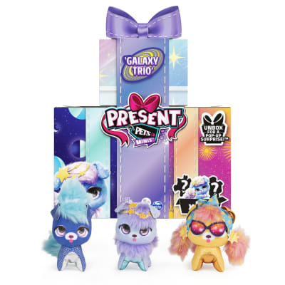 Present Pets Minis, Pack de 3 peluches Trio galactique de 7,6 cm, Jouets pour filles à partir de 5 ans