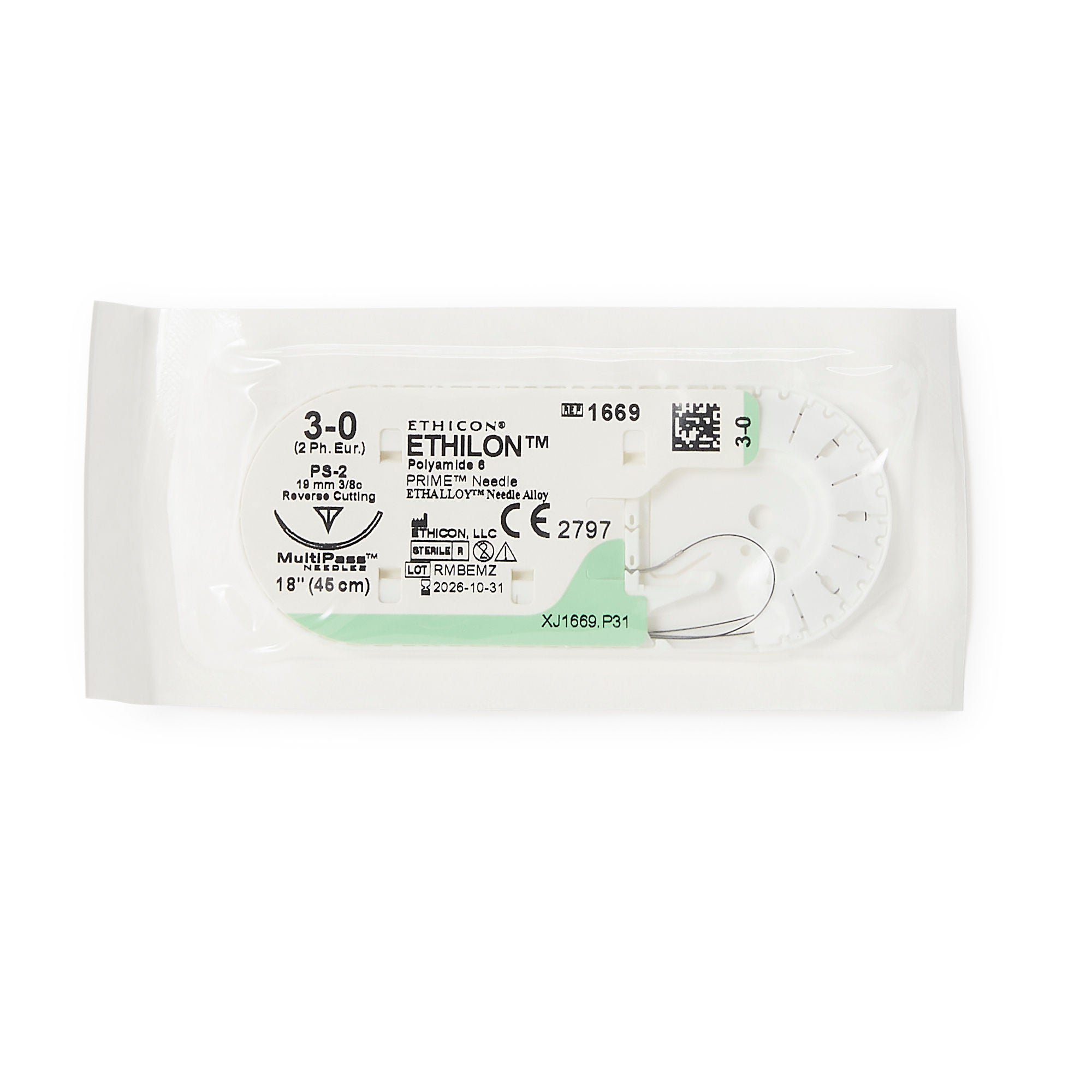 Ethilon™ Nonabsorbable Suture with Needle, 1 mm Needle Length