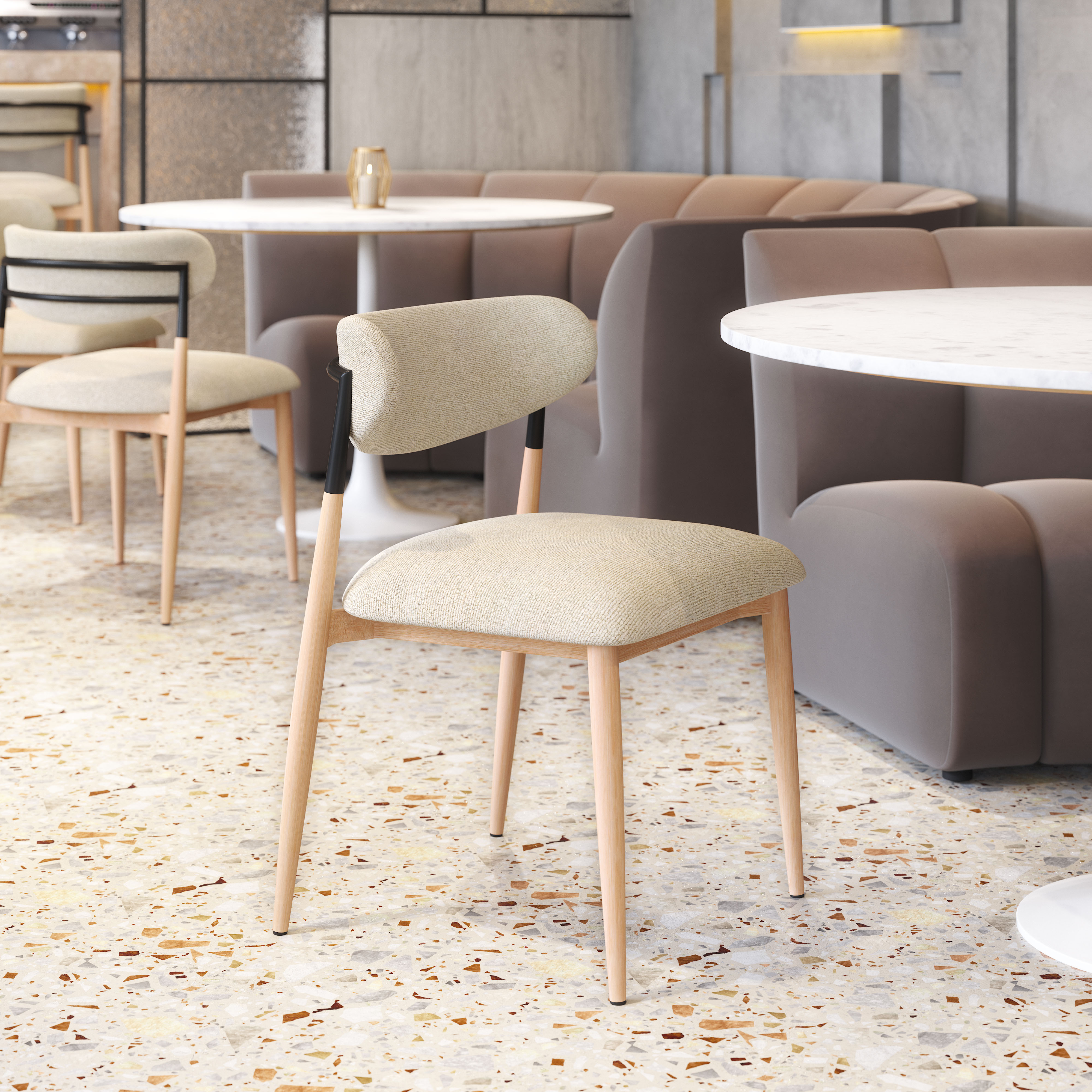 Equinox Armless Dining Chair (Set of 2) Oyster Gray & Natural product image