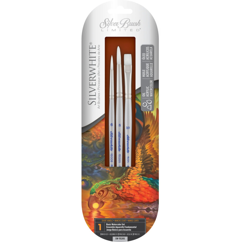 Silverwhite® Short Handle BETTER Basic W/C 3-Piece Brush Set