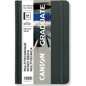 Graduate Mixed Media Art Book, Toned Gray, Hard Cover Binding, 32 Sheet, 5.5x8.5 inch, 1 Count