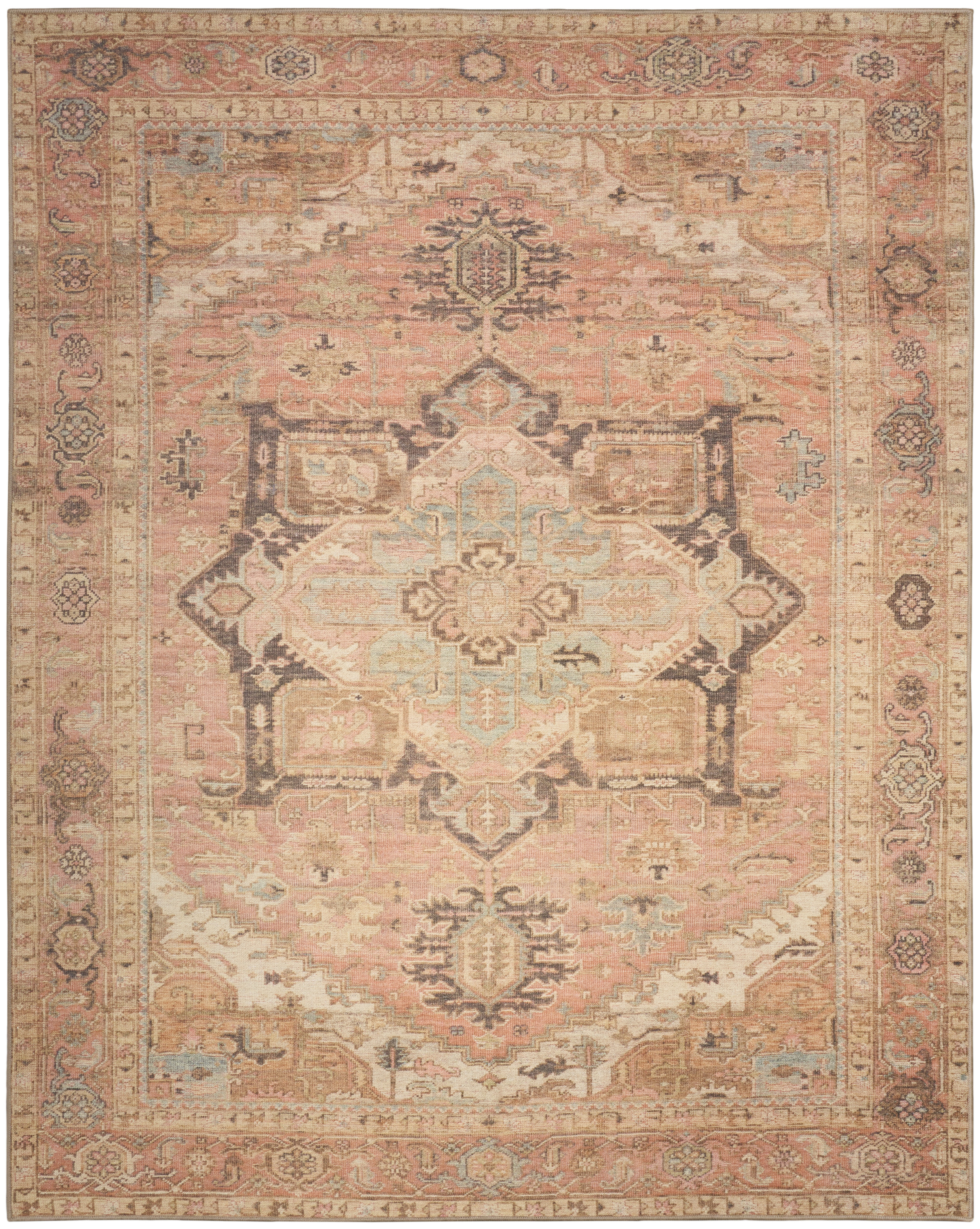 Nourison Vintage Washables 9' x 12' Coral Multicolor Vintage Indoor Rug