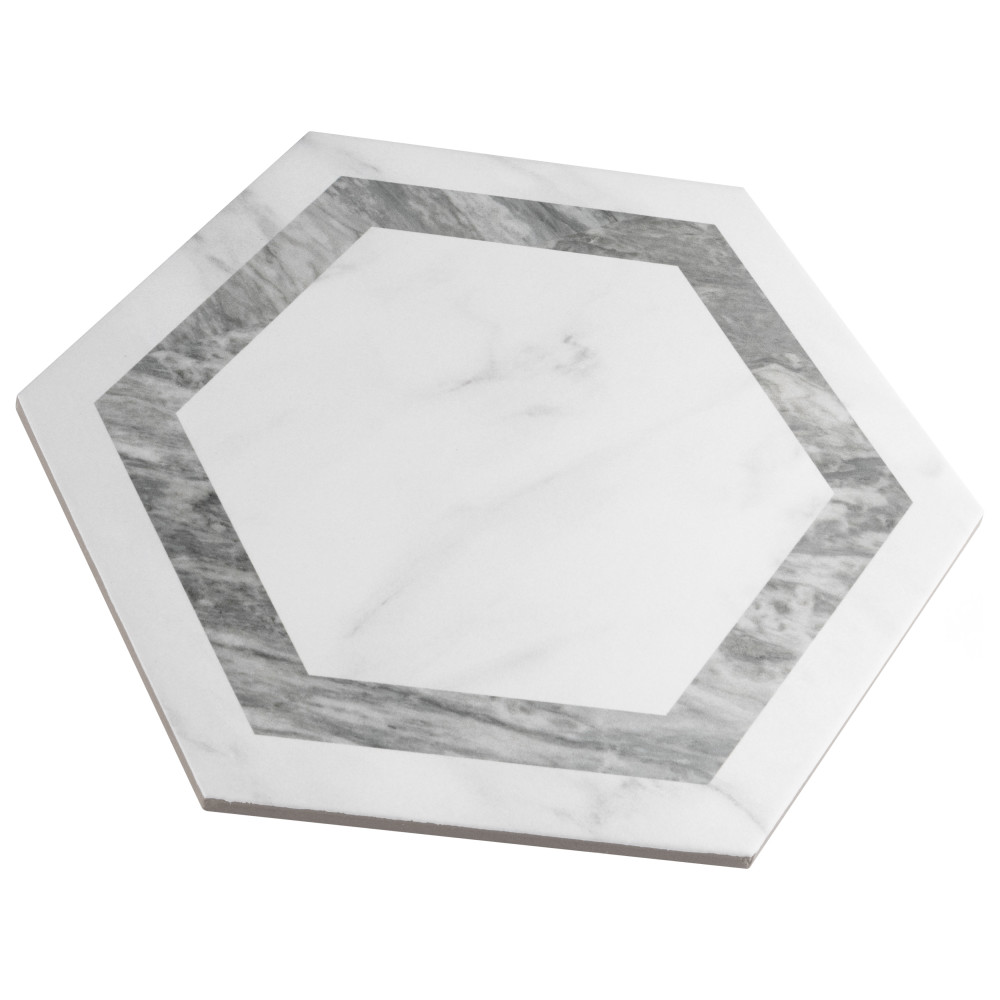 Marbilia Hex Venato Grey Geo with Biotech 11 in. x 13 in. Porcelain Floor and Wall Tile