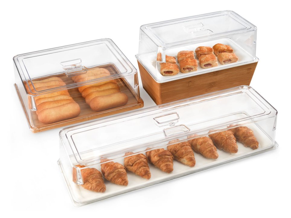 Dome lid GN 1/1 clear polycarbonate with recessed handle