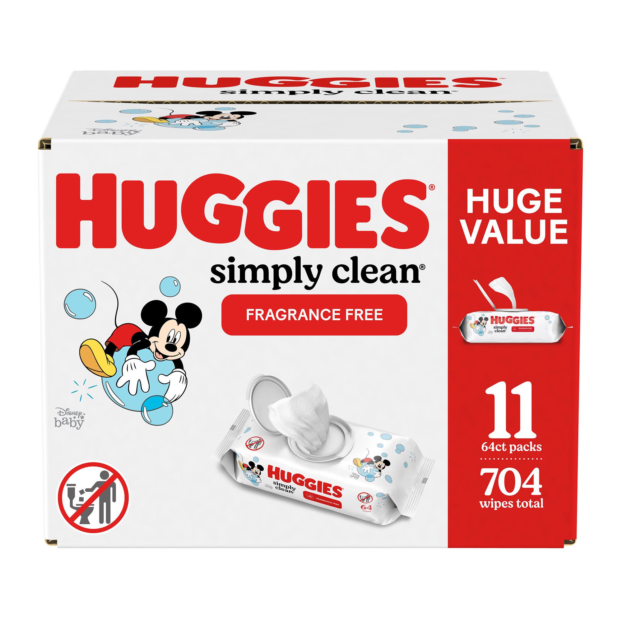 Kimberly Clark WIPE, BABY HUGGIES SIMPLY CLN FLIPTOP UNSCNTD (704/CS)