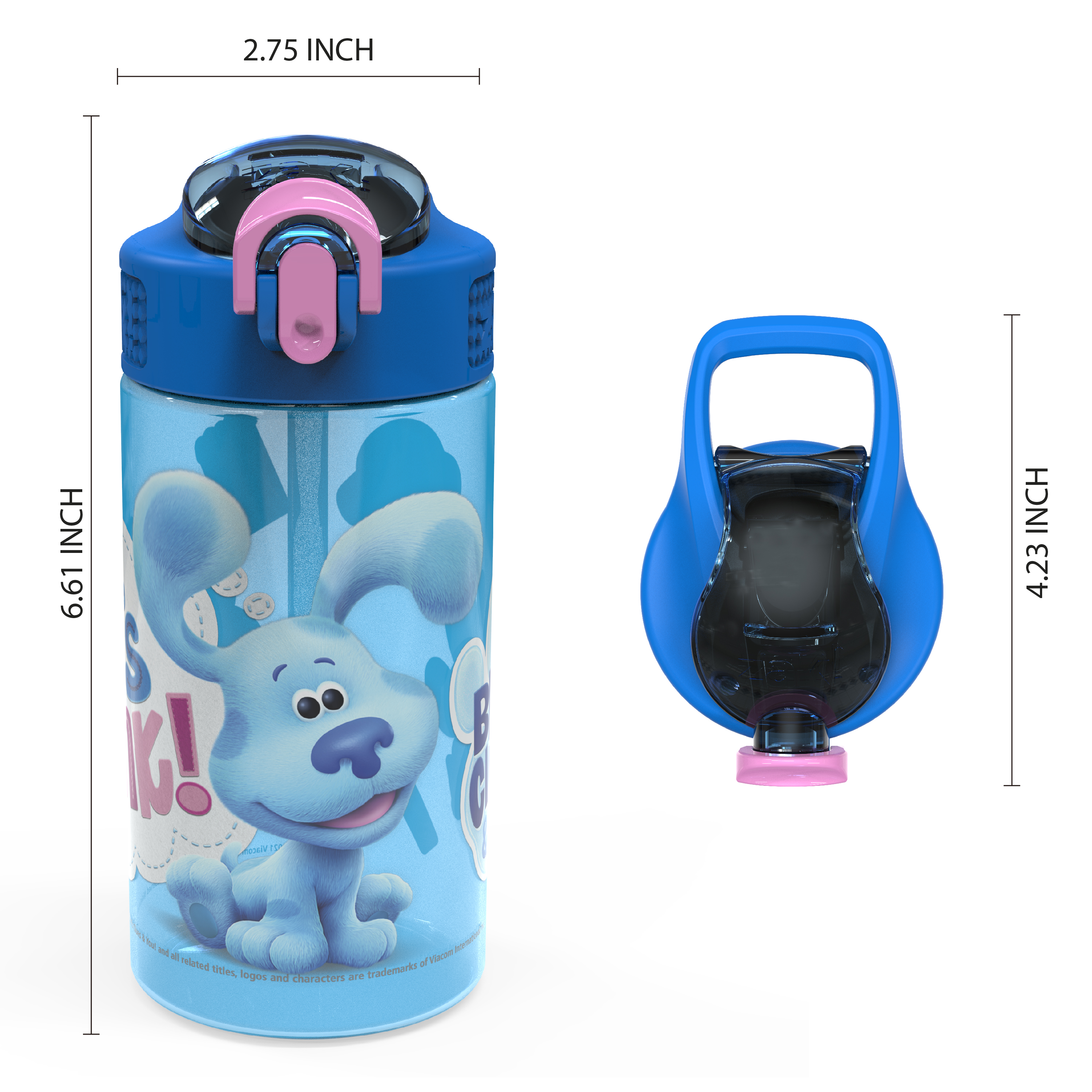 Blues Clues and You 16 ounce Reusable Plastic Water Bottle with Straw, Blue and Friends, 2-piece set slideshow image 8