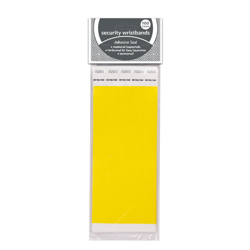 DuPont™ Tyvek® Security Wristbands, Yellow, Pack of 100