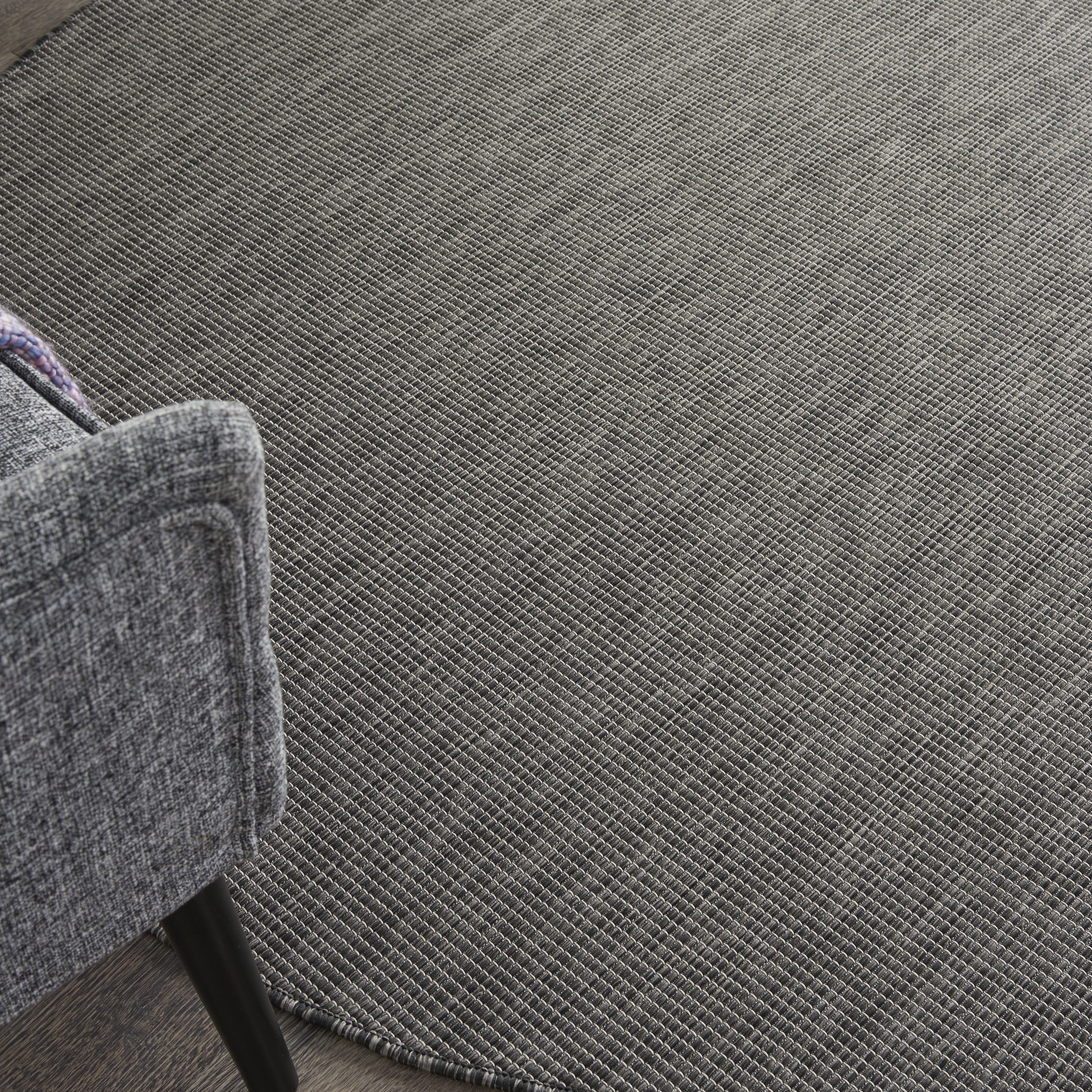 Nourison Positano 6' x Round Charcoal Modern Rug