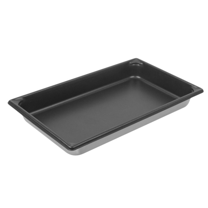 Full-size 2 ½-inch-deep Super Pan V® stainless steel steam table pan with Steel Coat x3™ nonstick coating