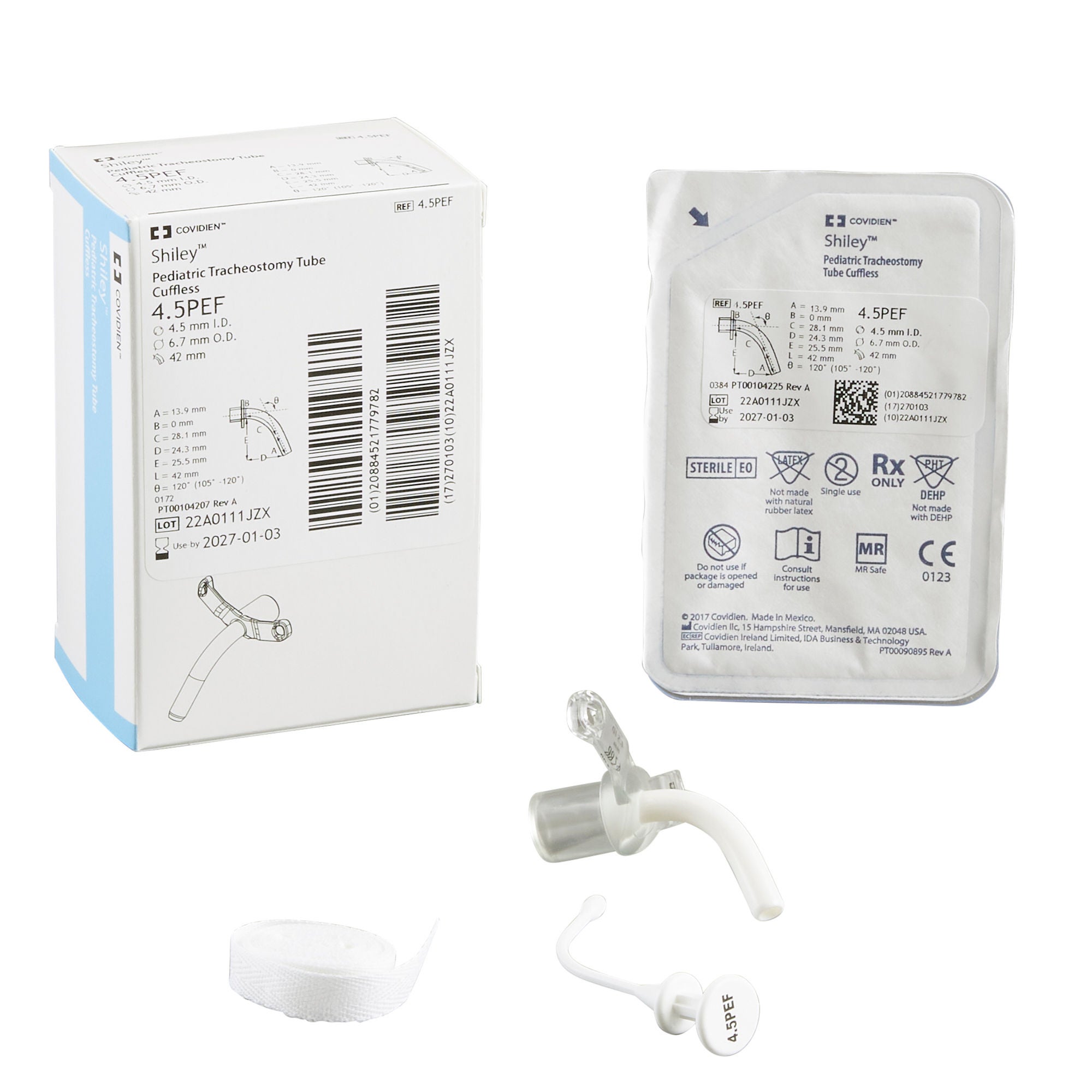 Medtronic MITG TUBE, TRACH SHILEY CUFFLESS PED 4.5MM