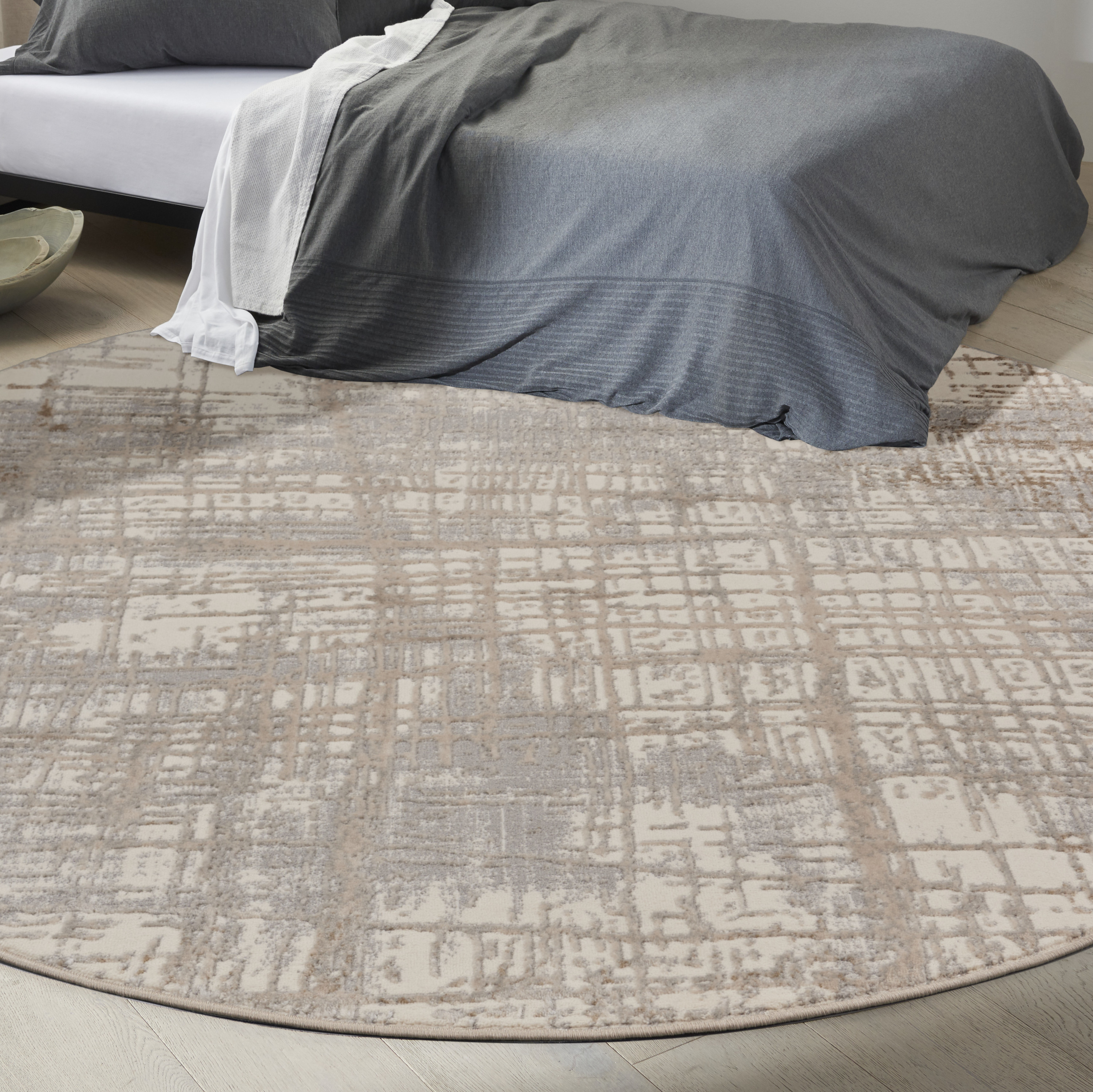 Calvin Klein CK950 Rush 8' x Round Ivory Taupe Modern Indoor Rug