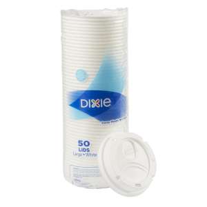 Dixie, WiseSize™, Dome Plastic Hot Cup Lids, Fits 10 oz to 16 oz, White