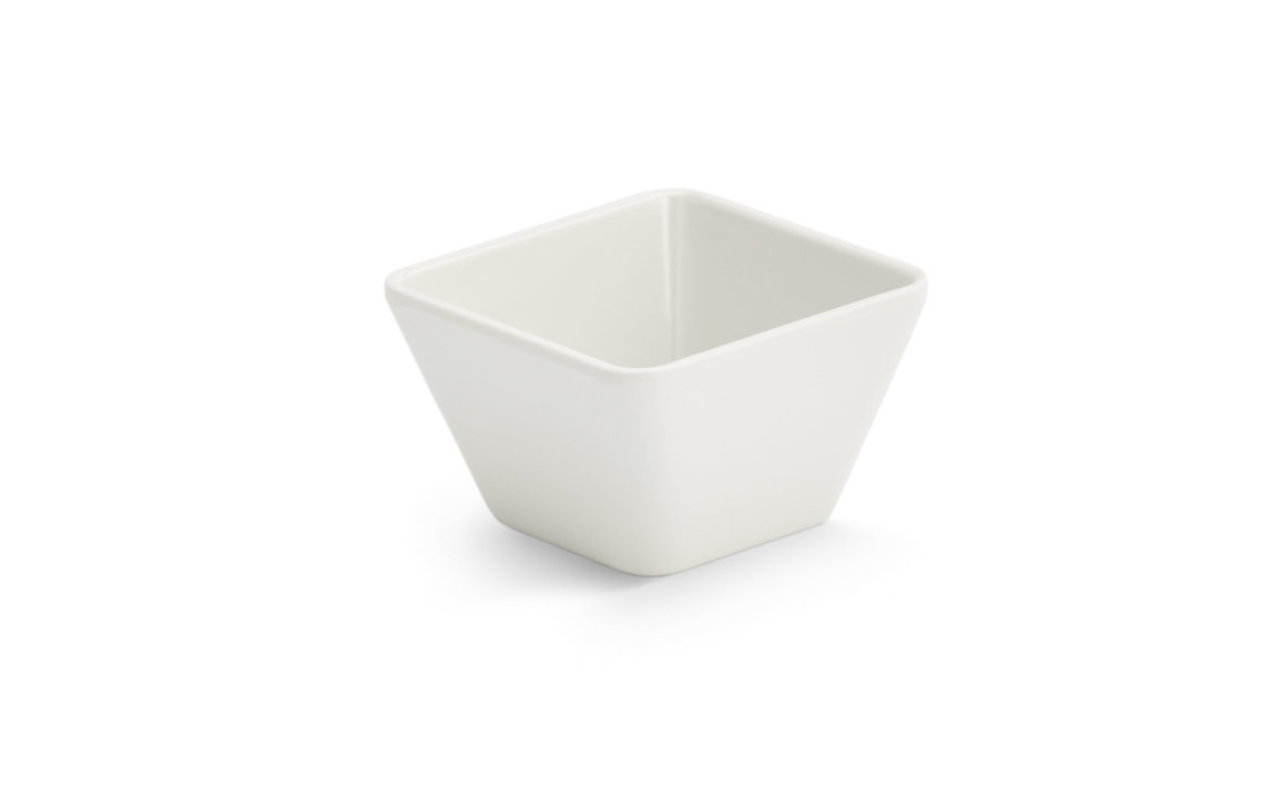 Extra-extra-small square melamine cubic display bowl in white