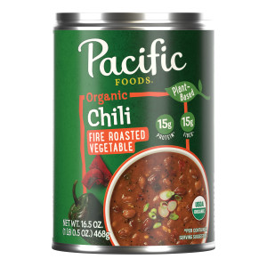 Pacific Foods® Organic Fire Roasted Vegetable Chili, Plant Based, 16.5 oz Can (Case of 12)
