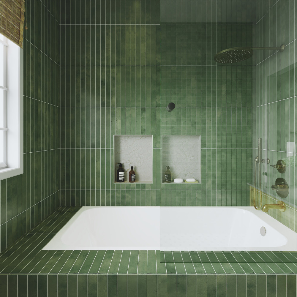 Phoenix Green 1-7/8 in. x 17-3/4 in. Porcelain Floor and Wall Tile