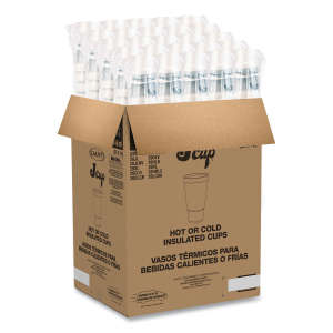 Dart, Horizon Hot or Cold Insulated Foam Drink Cups, 32 oz, Teal/White