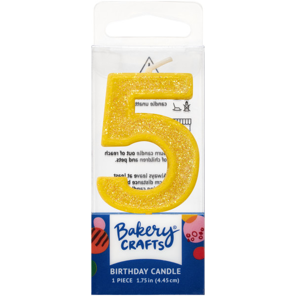5 Mini Glitter Numeral Candles