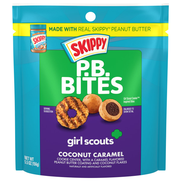 SKIPPY(r) P.B. Bites Coconut Caramel, 5.5 oz. Pouch . C1C1 - Front Center In Package (Hi Res)