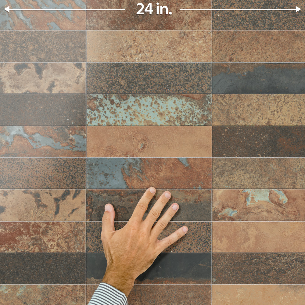 Maheno Brick Mix 2-3/8 in. x 9-3/4 in. Porcelain Floor and Wall Tile