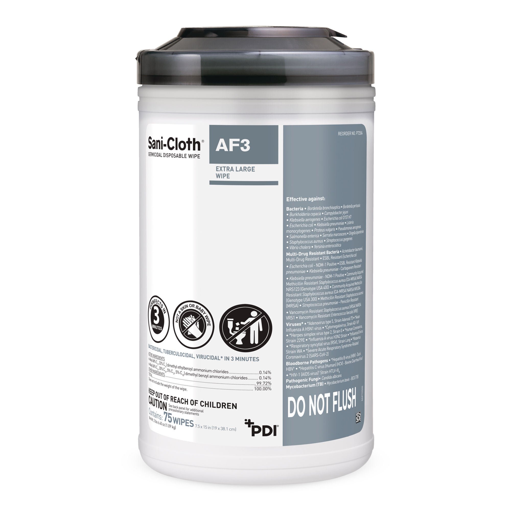 Sani-Cloth® AF3 Germicidal Extra Large Disinfectant Wipes, Canister, 75 ct.