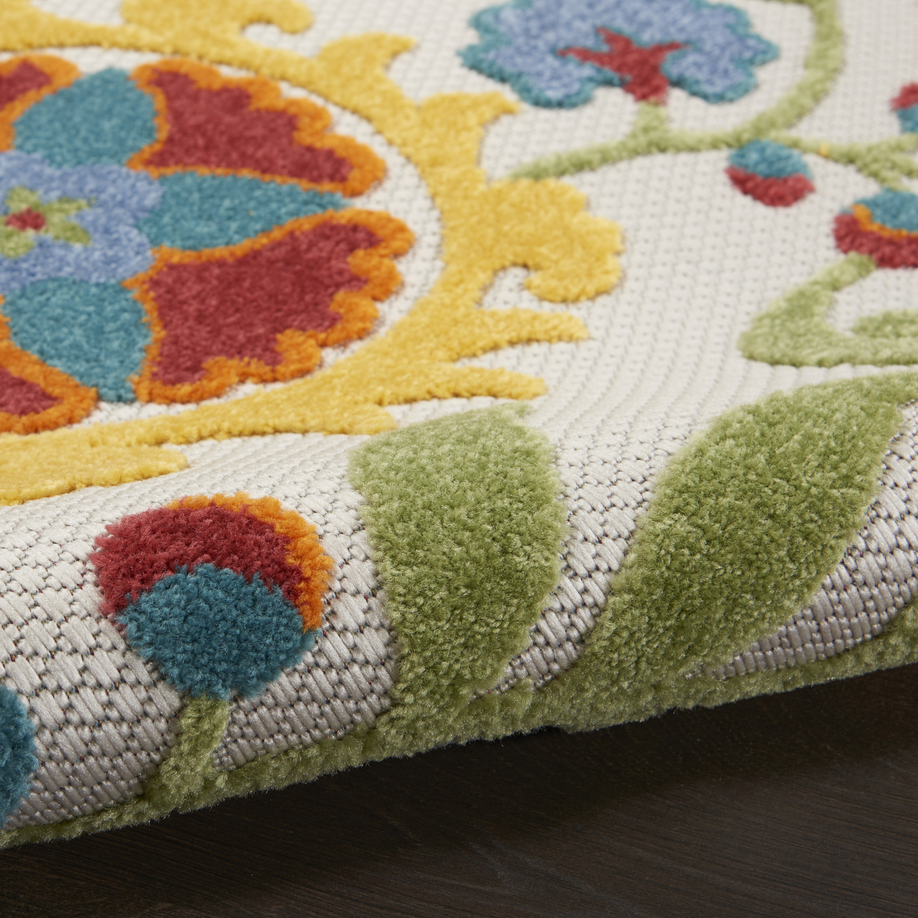 Nourison Aloha 6' x 9' Ivory Multicolor Farmhouse Rug