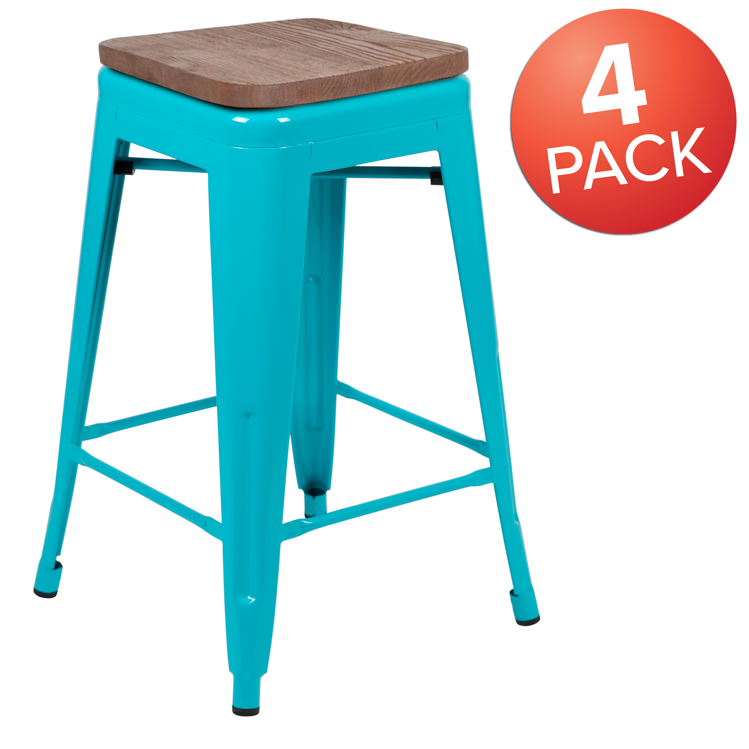 Cierra 24" High Metal Counter-Height, Indoor Bar Stool with Wood Seat in Gun ... - Picture 39 of 49