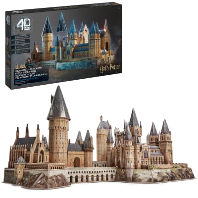 4D Build, Harry Potter Deluxe Hogwarts Castle 3D Model Kit with Tower & Great Hall, Harry Potter Collectibles & Desk Decor, Building Toys, 384 Pieces, 3D Puzzles, Gift Ideas for Ages 12 & Up