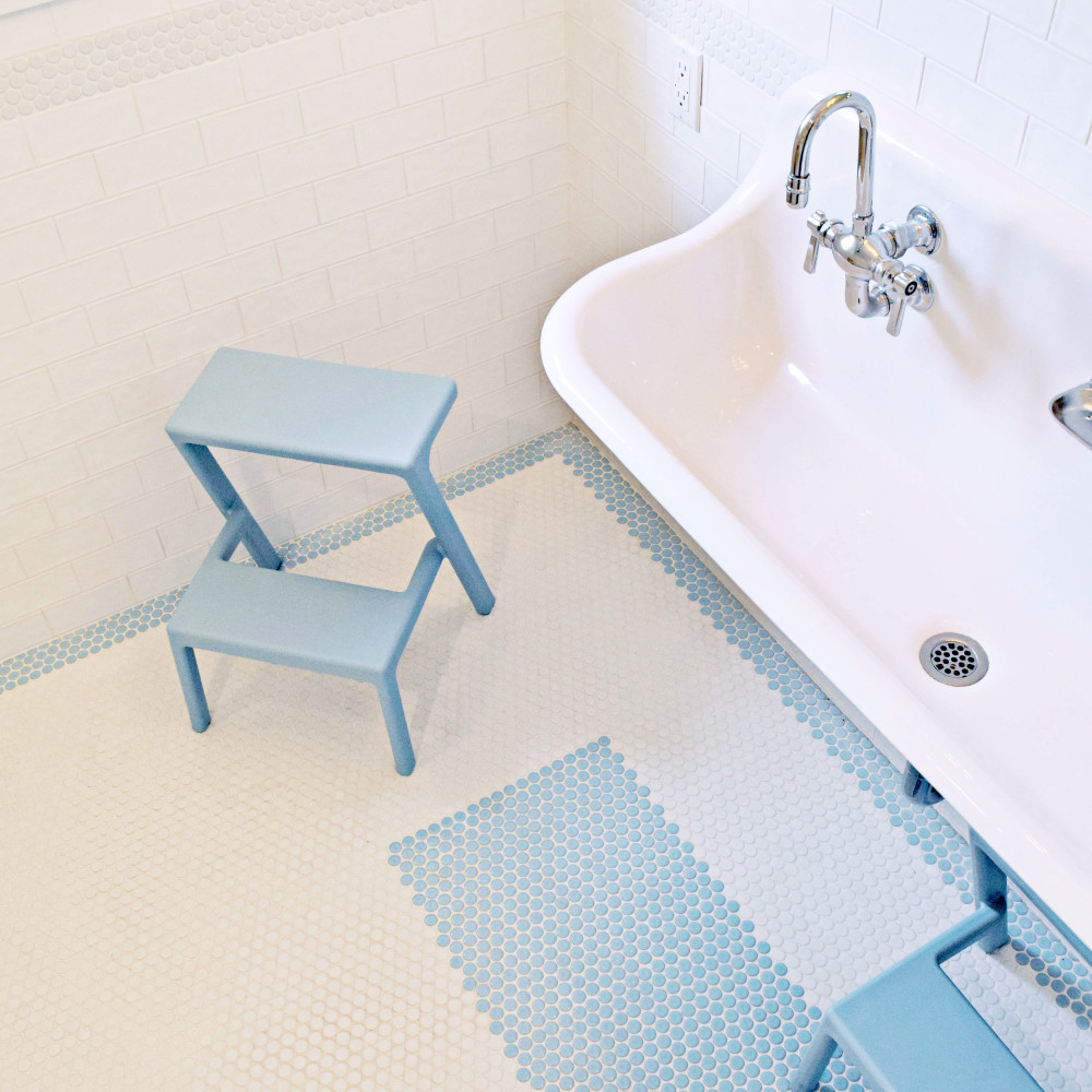 Metro Penny Matte Light Blue 9-3/4 in. x 11-1/2 in. Porcelain Mosaic Tile