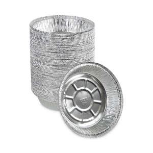 Boardwalk, Round Aluminum To-Go Containers, 24 oz, 7" Diameter x 1.47"h, Silver