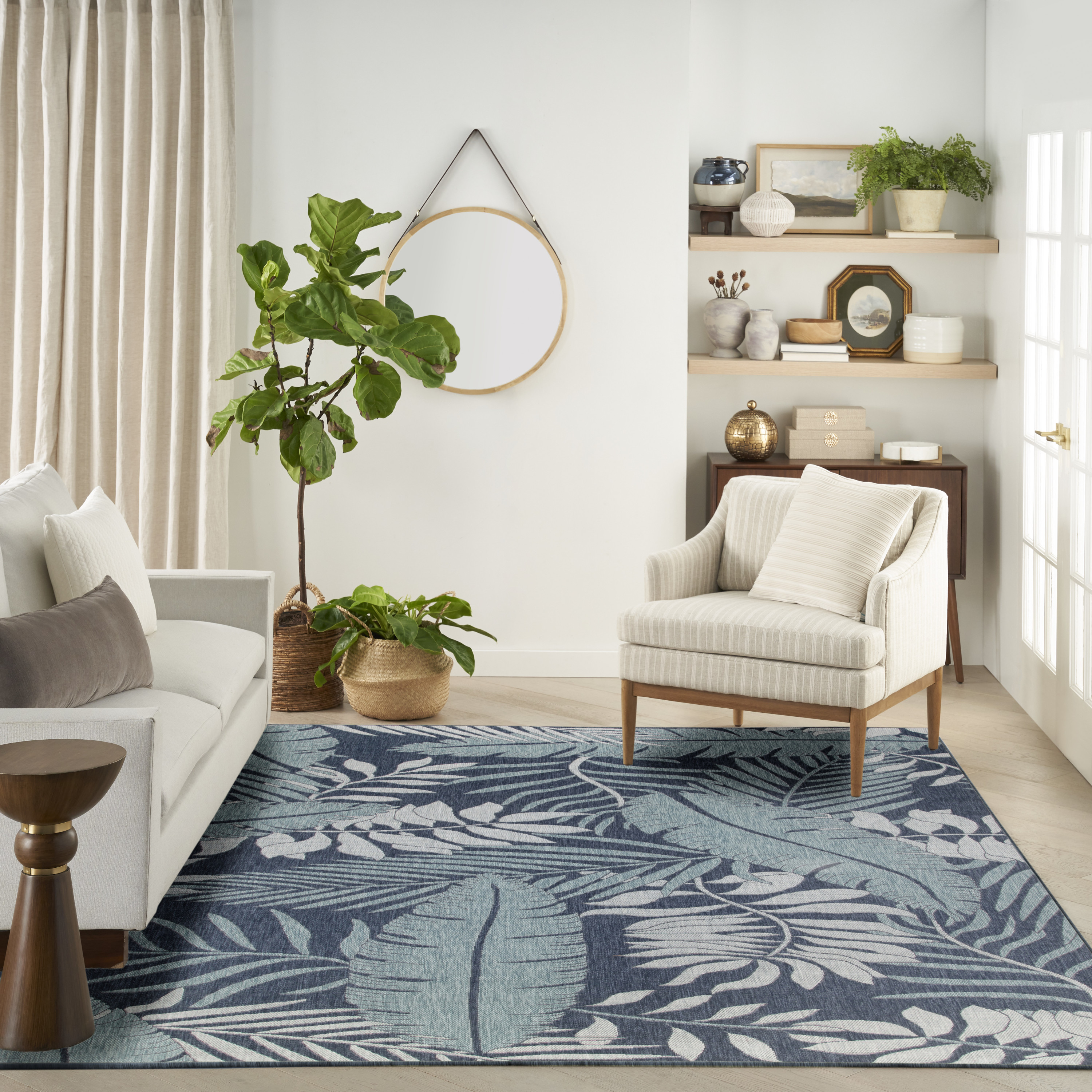 Nourison Garden Oasis 8' x 10' Navy Tropical Rug