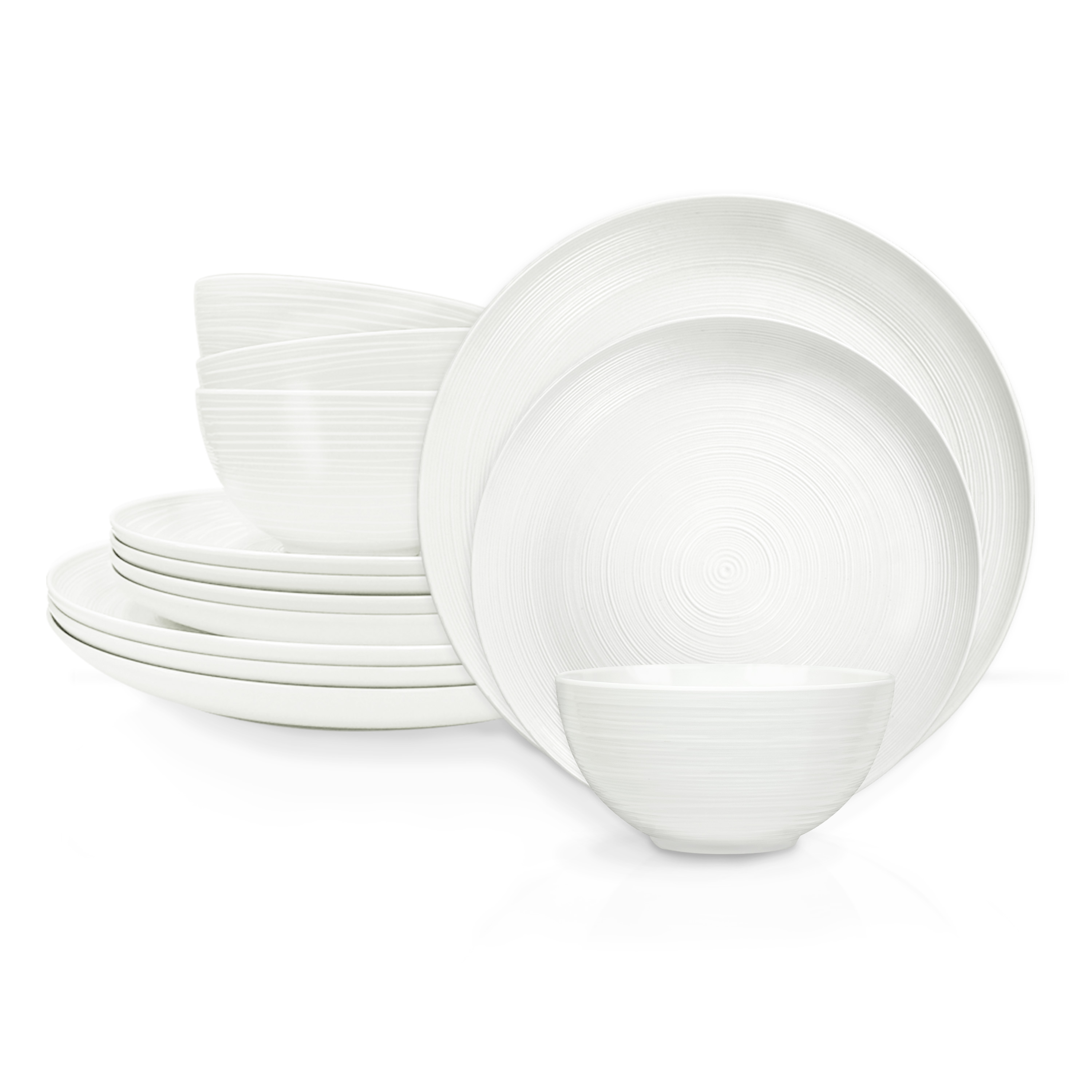 American Conventional Plate & Bowl Sets, White, 12-piece set slideshow image 1