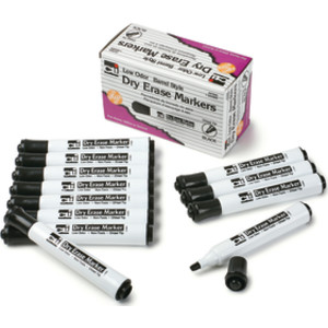Dry Erase Markers - Barrel Style, Black/Chisel