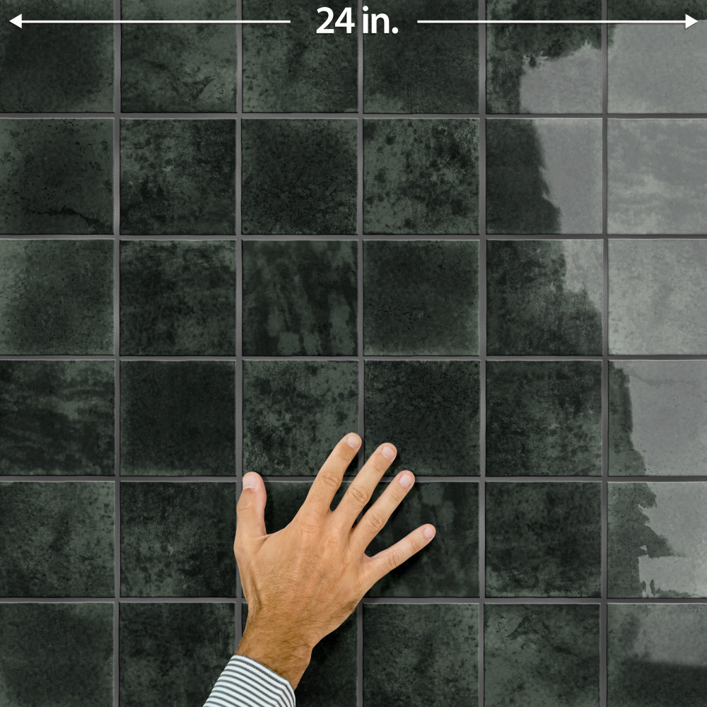 Menorca Forest Black 4 in. x 4 in. Ceramic Wall Tile