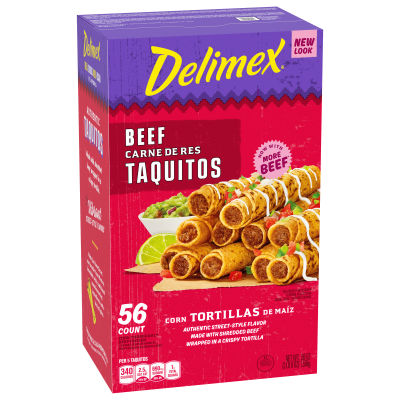 Delimex Beef Corn Taquitos, 56 ct Box